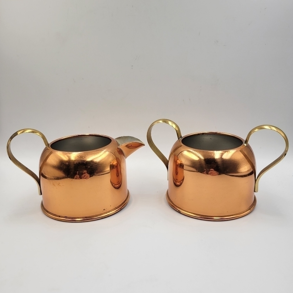 Vtg Coppercraft Guild USA Copper Cream & Sugar Dishes